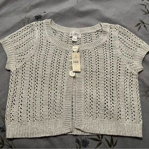LOFT Women's Gray/silver Knit Sweater